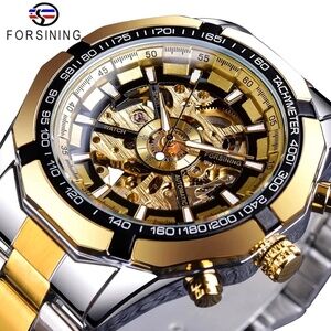 Men's Watch Skeleton Mechanical Luminous Luxury Waterproof Sport Watch Octagon